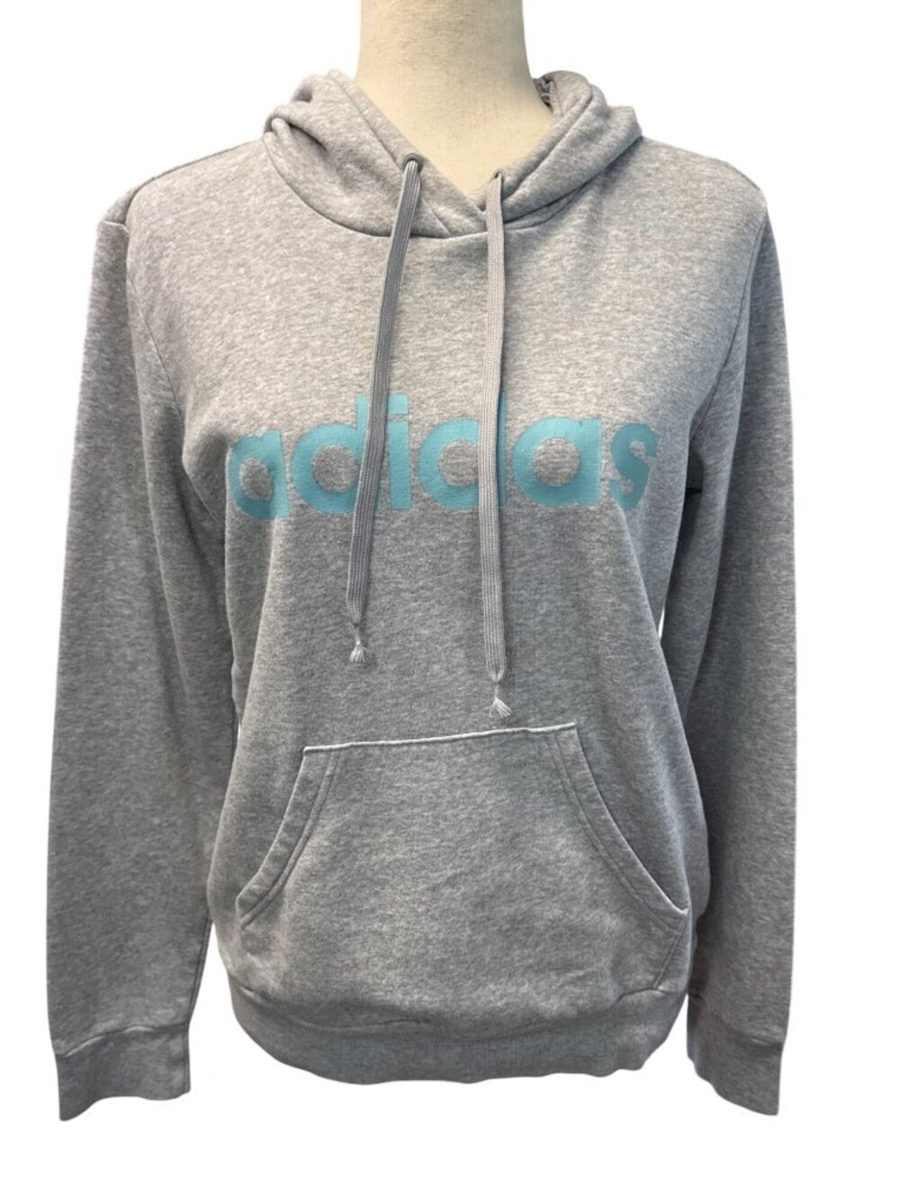 Adidas Womens Essentials Linear Fleece Hoodie~Size S~Medium Grey Heather L16 01
